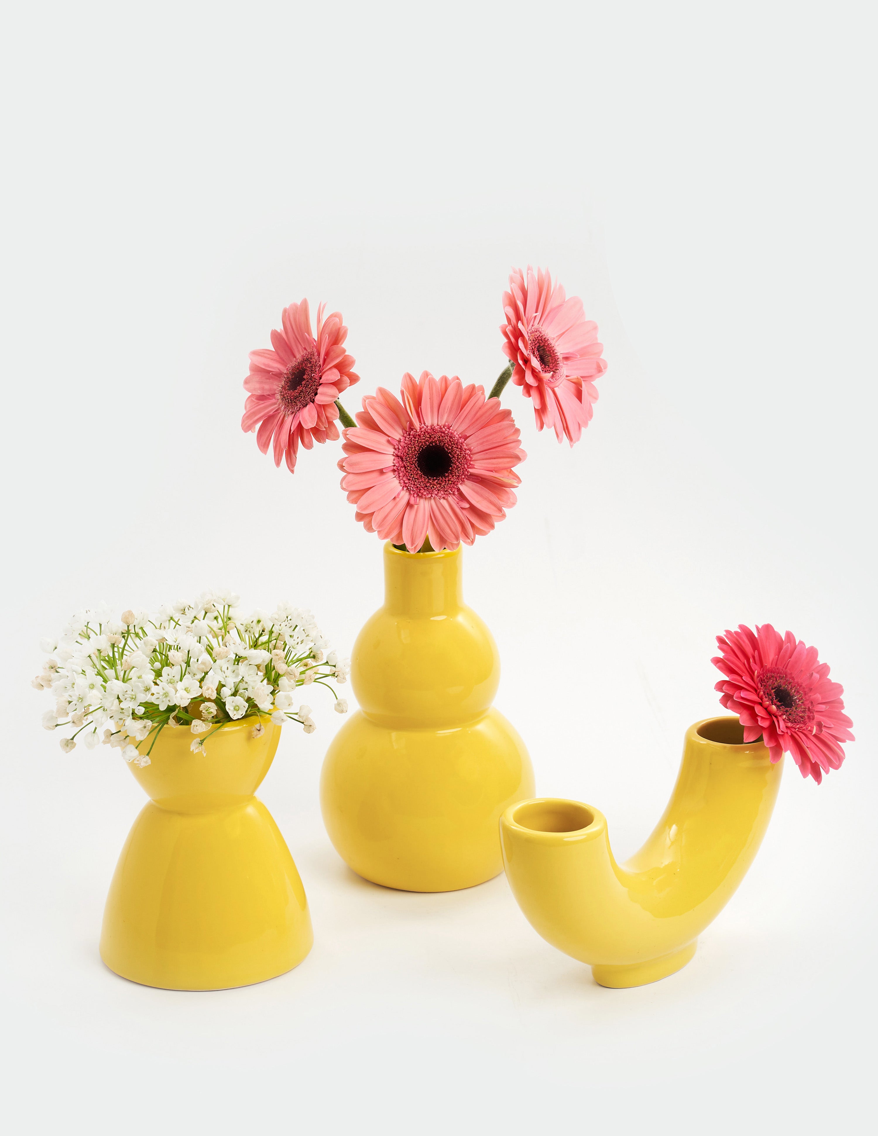 Trío de floreros de cerámica Limon